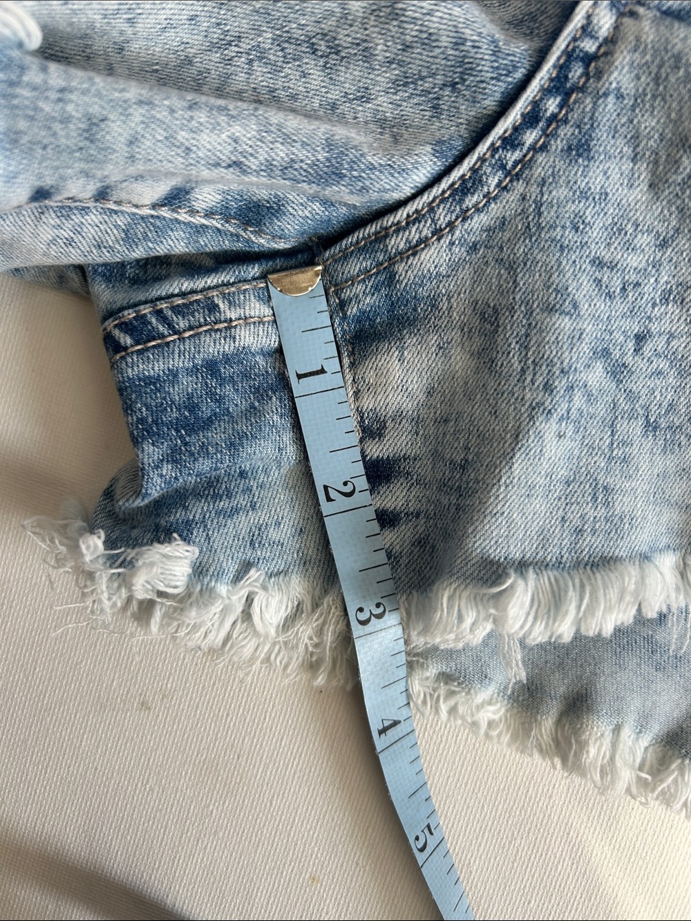 Rewash Brand Light Blue Acid Wash High-Rise Shortie Jean Shorts - Picture 8 of 9